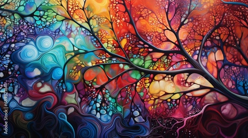 A captivating canvas of vibrant hues forming an intricate, mesmerizing composition.