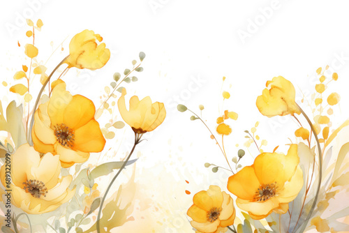 watercolor floral border with floras,
