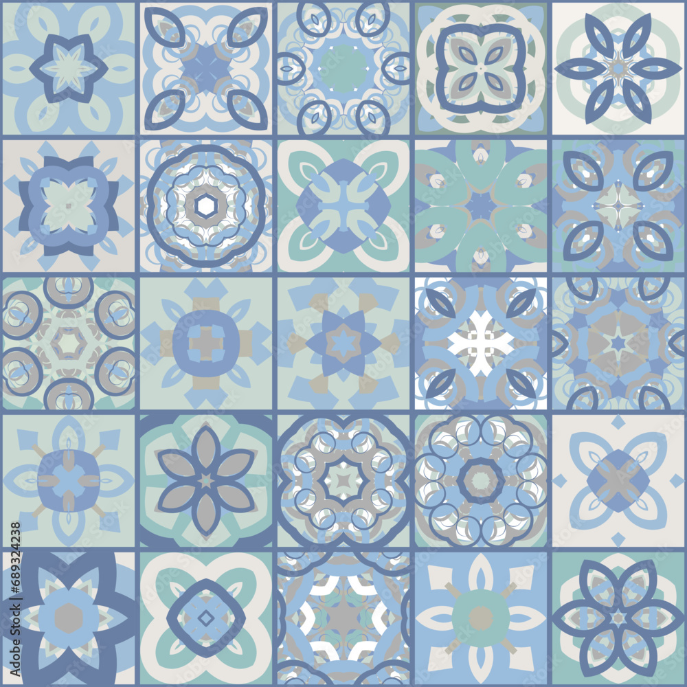 Vector Seamless mosaic artwork backdrop  - Continuous design of kaleidoscopical medley graphic design  
