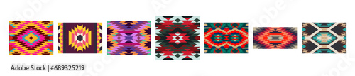 Set of seamless seed of old carpet texture - visualization of ethnic tribal ornament - vector concept of vintage  kilim rug pattern  
