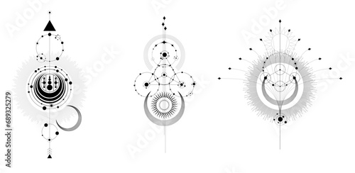  Set of sacred geometry shapes - visualization of sacred geometry vector templates - vector concept of alchemy symbol