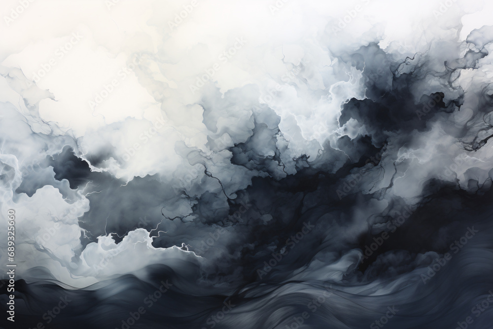 Fototapeta premium Black Smoke Watercolor Wave Abstract Design