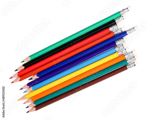 Colorful pencils on white b...