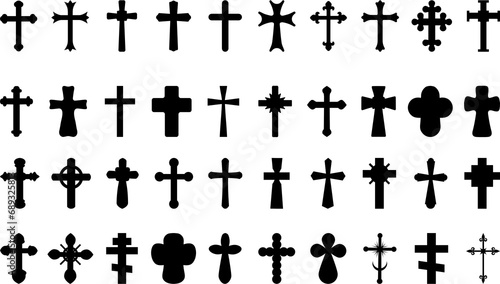   Christian cross elements set - visualization of cross vector types -  transparent PNG concept of vintage 
Christianlike emblem 