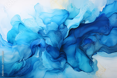 Blue Smoke Watercolor Wave Abstract Design