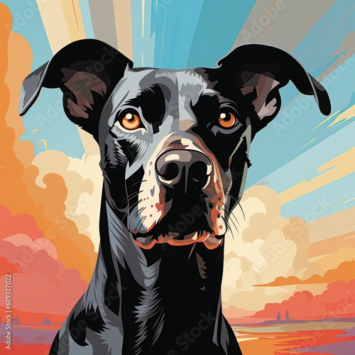 Striking portrait of a attentive Great Dane dog photo