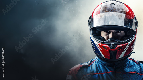 Formula one racing driver before start of competition on track