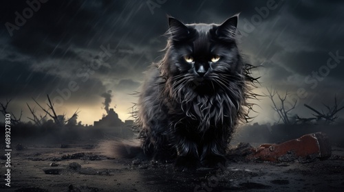 a black cat is staring at the camera,