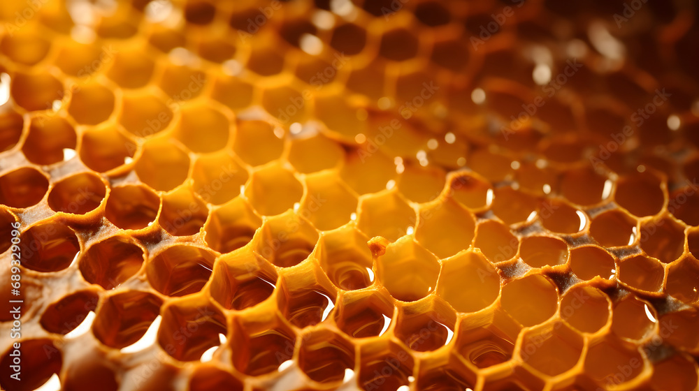 Close-up of Honeycomb Full of Honey in Warm Light Close-up of Honeycomb Full of Honey in Warm Light