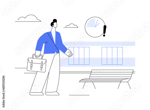 Being late for a train abstract concept vector illustration.