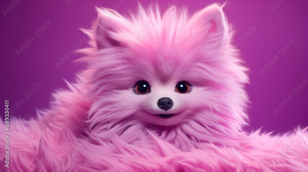 Obraz premium a pink furry dog that looks very sly,