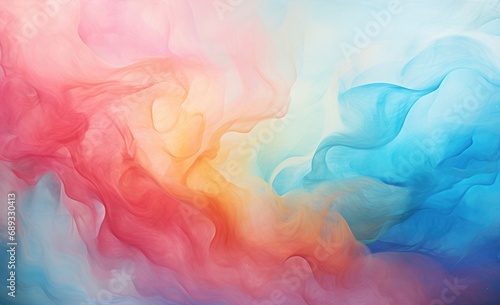 Abstract background of acrylic paint in blue, orange and pink colors.
