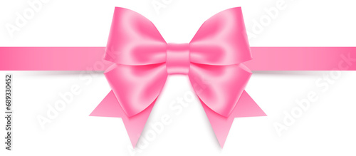 Pink bow and ribbon. Vector illustration