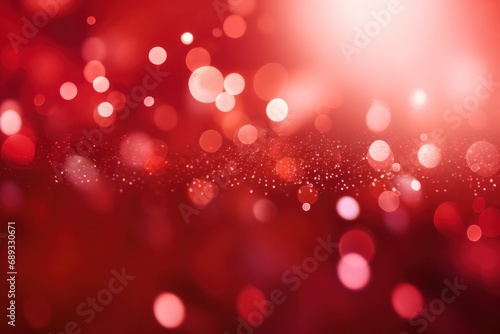 a red background showing many colorful circles,