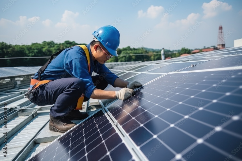 engineering team working on checking and maintenance in solar power plant engineering team working on checking and maintenance in solar power plant