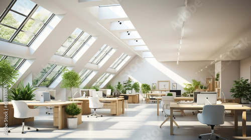 copy space, stockphoto, Inspiring office interior design Contemporary style Open workspace featuring Skylight architecture. Open office mock up. Modern style office with a lot of natural light comming © Dirk
