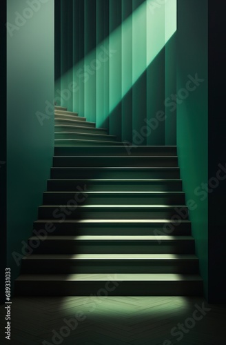 a simple wooden staircase is shown in mockup,