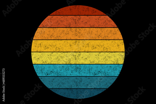 Old sunset design on black background for print on demand t shirt