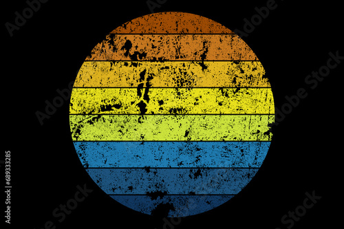 Old sunset design on black background for print on demand t shirt