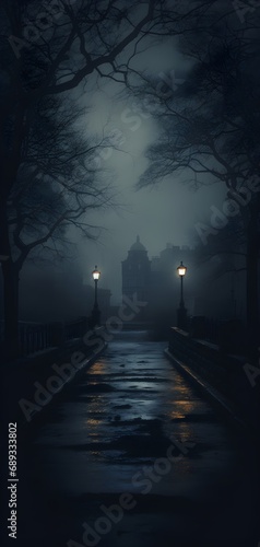 Dark Academia aesthetic collage, dim green black moon landscape, gothic architecture Vintage study room with classic books, quills, and dark wood, Romanticizing life wallpaper background