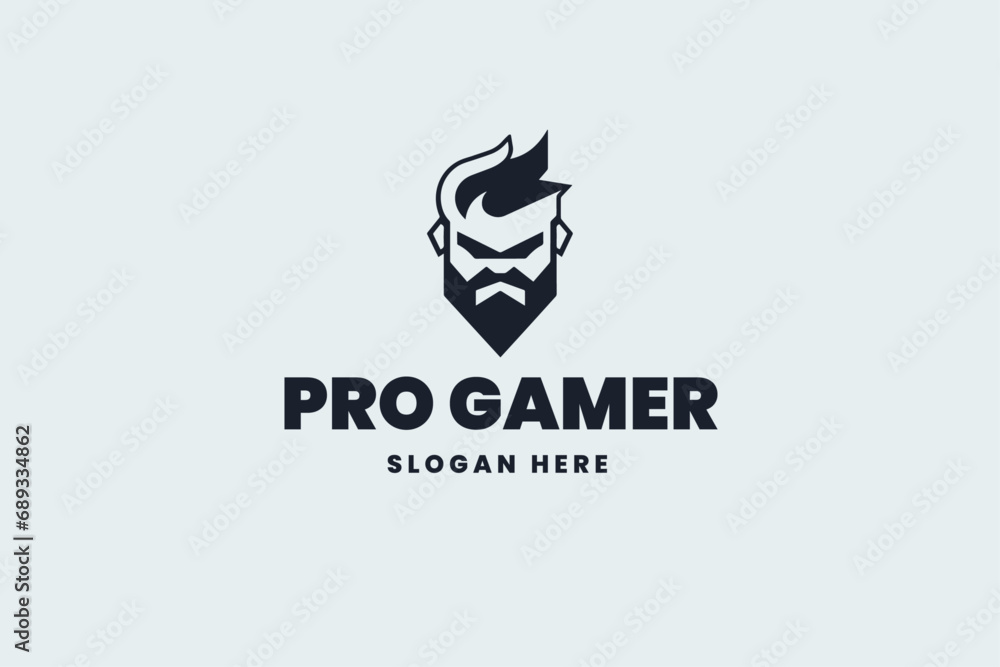 bearded man logo, gamer avatar, business brand bearded man logo, gamer avatar, business brand