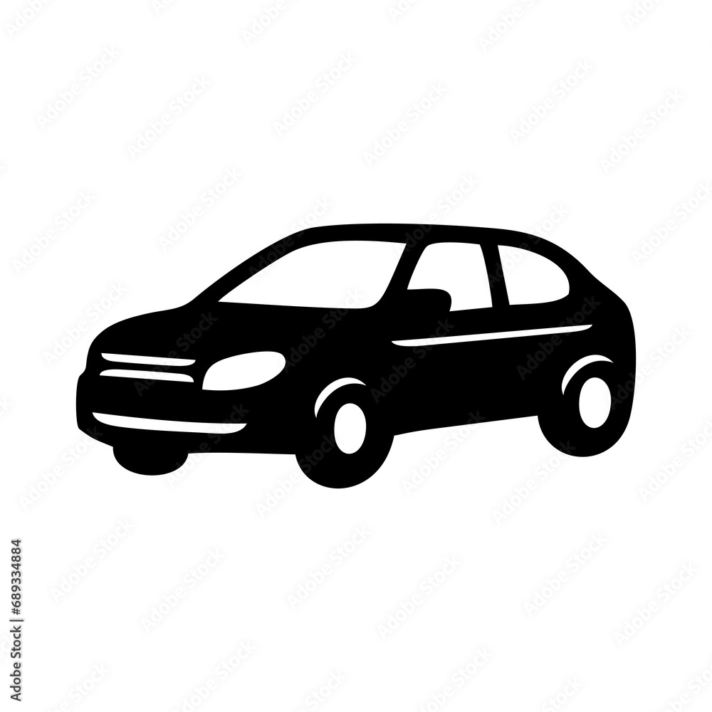Car black icon. Vehicle automobile. Car silhouette. Transportation symbol. Vector illustration