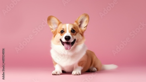 studio portrait of corgi dog,isolated on clean pink  background © Maryna