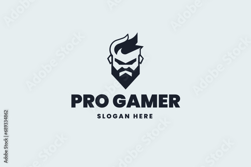 bearded man logo  gamer avatar  business brand