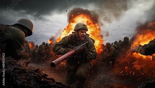 Soldat mit Granatwerfer im Kampfeinsatz photo