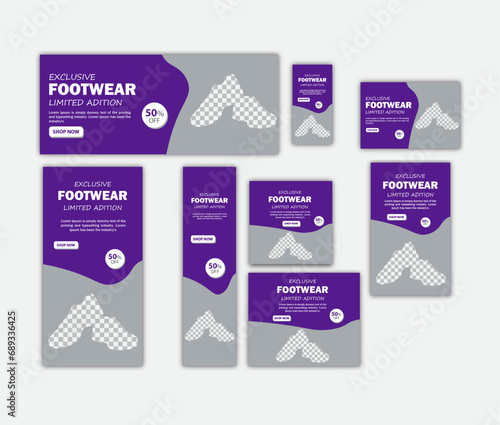Modern shoes web banner design template. 
