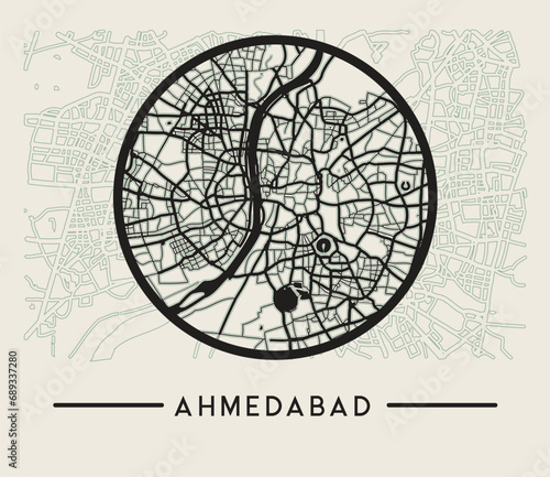 Abstract Ahmedabad City Map - Illustration photo