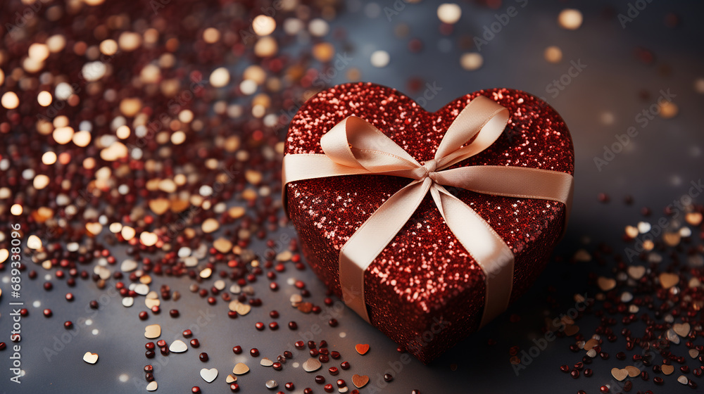 Valentine's day concept banner with hand made gift box, paper cut ribbon, bow, and a lot of hearts on a red background with space for text. Valentine's day concept banner with hand made gift box, paper cut ribbon, bow, and a lot of hearts on a red background with space for text.