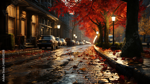 Autumn leaves in the city. Autumn in the city.