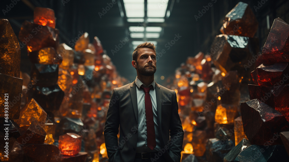 Naklejka premium Man with a precious stones.