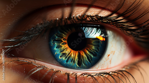 Closeup view of human colorful eyes. © andranik123
