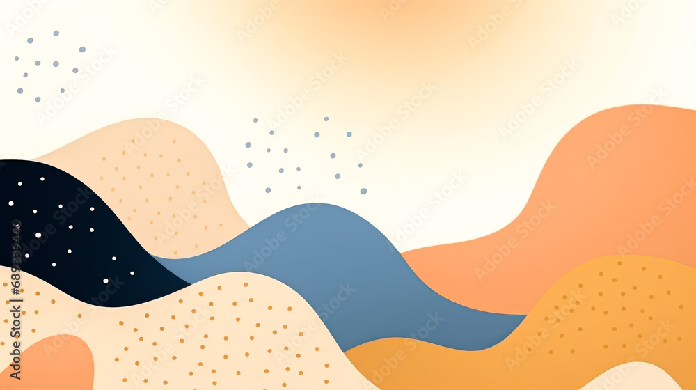 Abstract background with waves and dots.