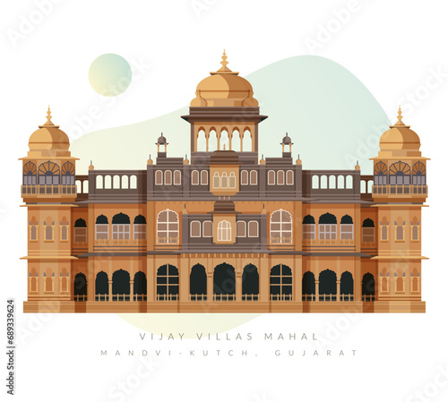 Vijaya Vilas Mahal at Mandvi - Kutch, Gujrat - Stock Illustration photo