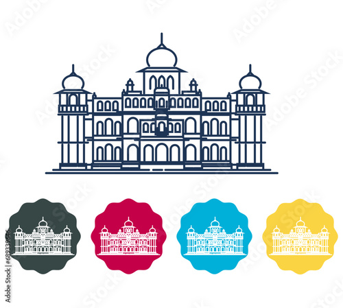 Vijaya Vilas Mahal at Mandvi - Kutch, Gujrat - Stock Illustration