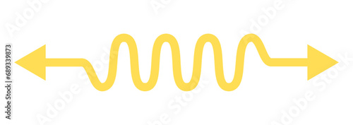 Yellow arrow with serpentine waves. Double headed arrow. 