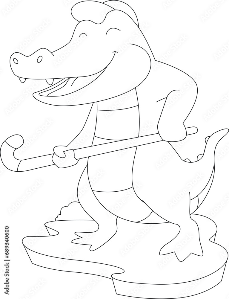 Crocodile Field hockey Hockey stick Sports Animal Vector Graphic Art Illustration Crocodile Field hockey Hockey stick Sports Animal Vector Graphic Art Illustration