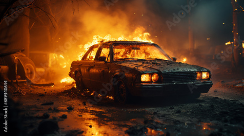 Burning car. © andranik123