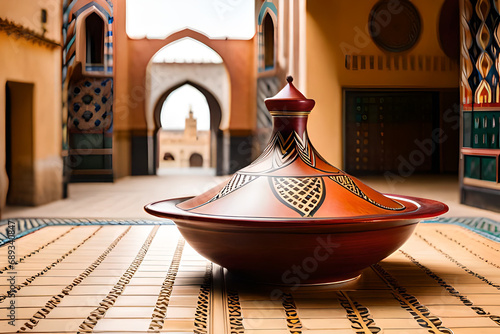 Traditional moroccan tajine of chicken with dried fruits and spices