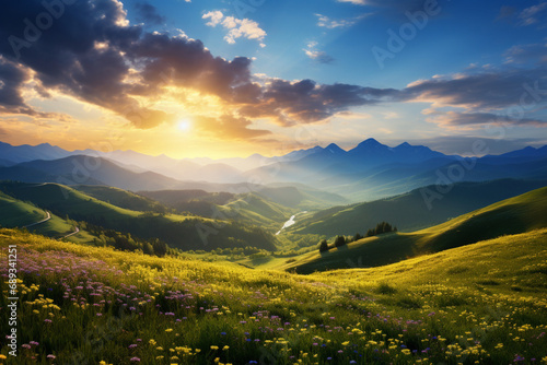 swiss mountains landscape  landscape in the sun  landscape in the morning  sunset in the mountains 