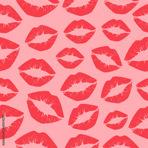 Flat vector illustration of pattern lipstick  lips  kisses. Kissing holiday. World Kissing Day. Illustration of kisses  lips  lipstick  lipstick marks.