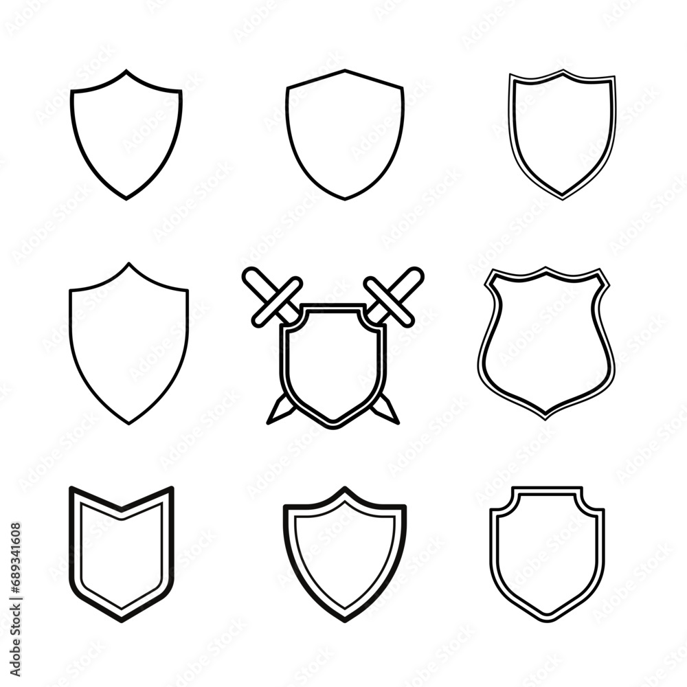 Icon sets. Logo shield emblem. Illustrations vector.