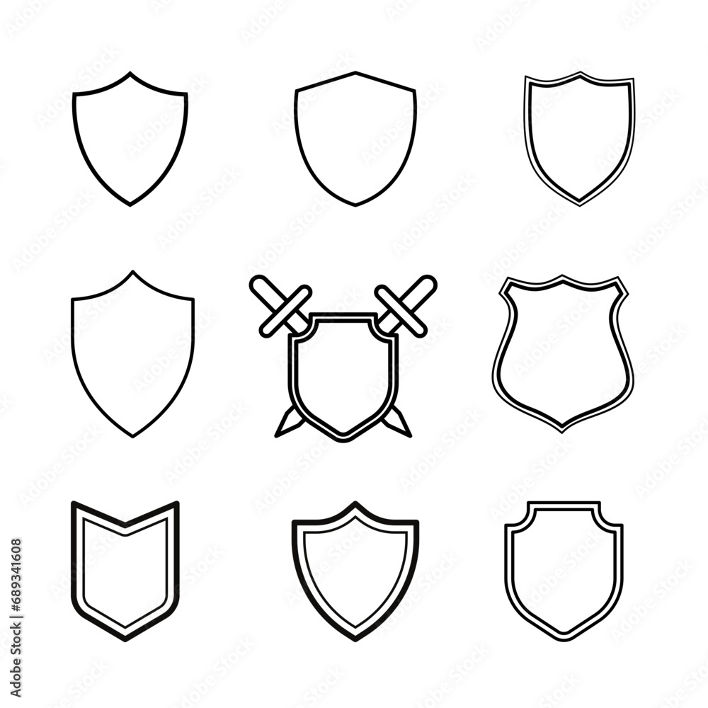 Icon sets. Logo shield emblem. Illustrations vector. Icon sets. Logo shield emblem. Illustrations vector.