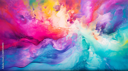 Lively abstract watercolor painting is a vibrant and dynamic composition of splashes of paint.