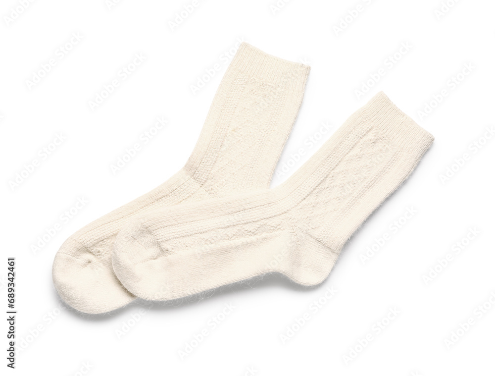 Warm socks on white background Warm socks on white background