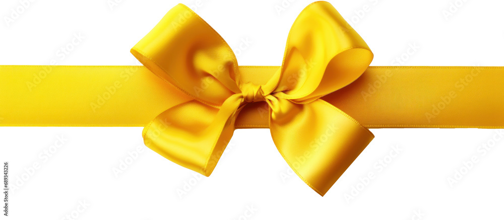 Gift yellow bow and ribbon isolated on transparent background Gift yellow bow and ribbon isolated on transparent background
