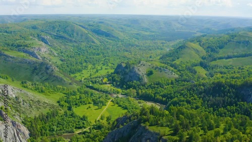 Aerial view of Iskar River Gorge near town of Lyutibrod, Vratsa region, Balkan Mountains, Bulgaria.  photo